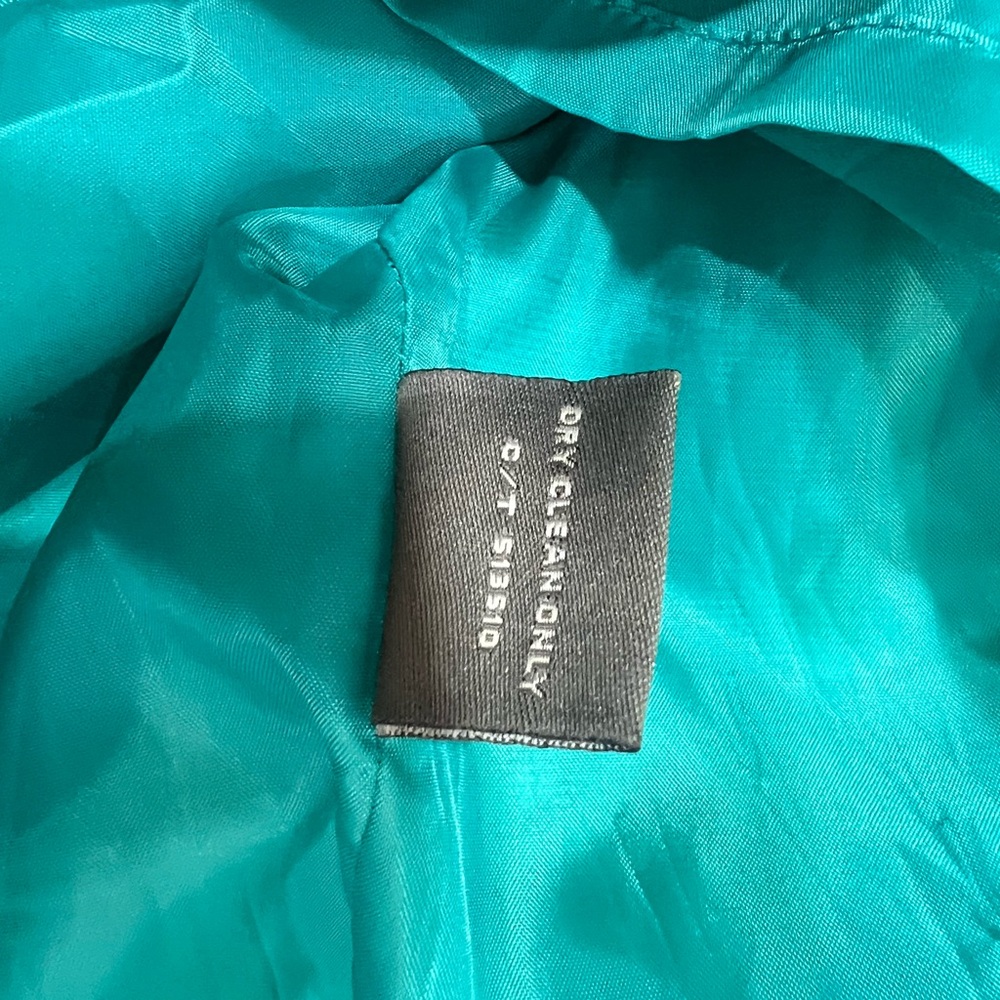Taylor Women’s Size 10 Linen Silk Blend Zip Front Shift Dress Floral Teal Green - Picture 8 of 10